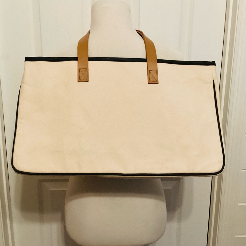 Sunkissed Canvas Tote with Tan Leather Handles - Picture 4 of 5